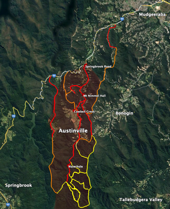 Map showing fire trails